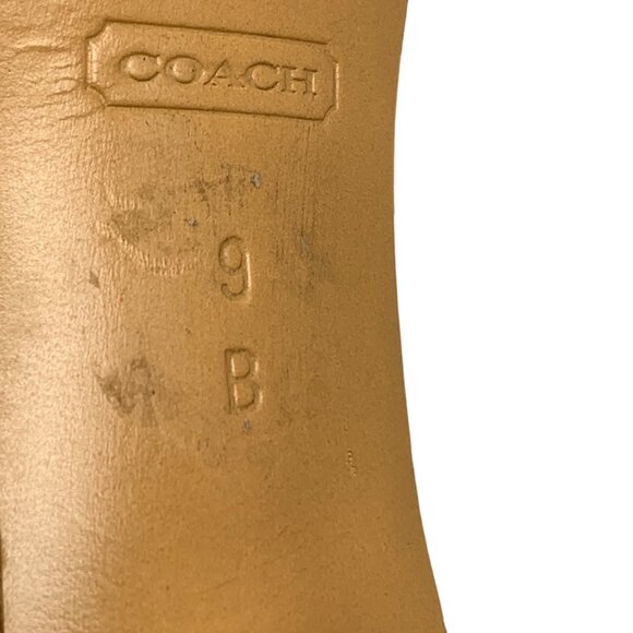 COACH Apryl Stone Nubuck Cut Out Peep Toe‎ Logo Buckle Stilettos - Picture 4 of 13